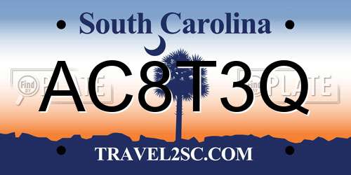 AC8T3Q South Carolina License Plate