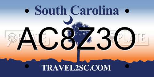AC8Z3O South Carolina License Plate