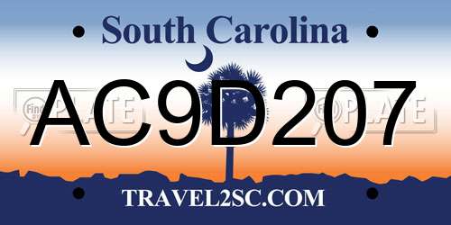 AC9D207 South Carolina License Plate