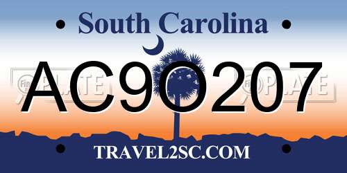 AC9O207 South Carolina License Plate