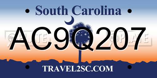AC9Q207 South Carolina License Plate