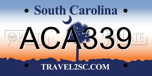 ACA339 South Carolina License Plate