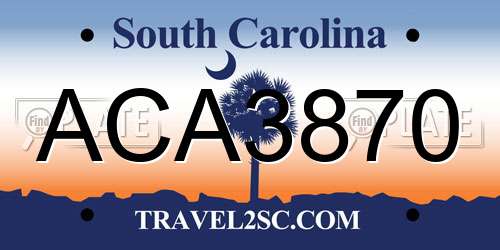 ACA3870 South Carolina License Plate