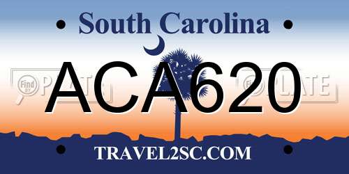 ACA620 South Carolina License Plate