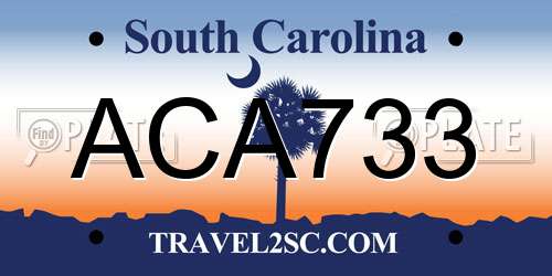 ACA733 South Carolina License Plate