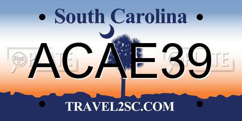 ACAE39 South Carolina License Plate