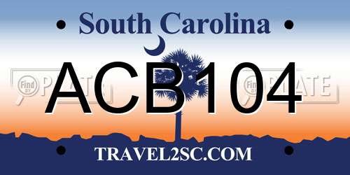 ACB104 South Carolina License Plate