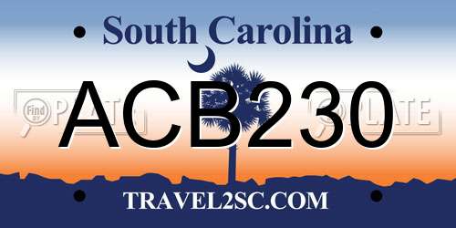 ACB230 South Carolina License Plate