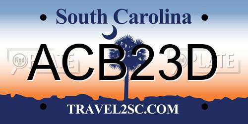 ACB23D South Carolina License Plate