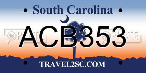 ACB353 South Carolina License Plate