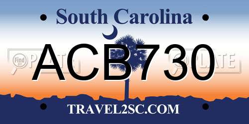 ACB730 South Carolina License Plate