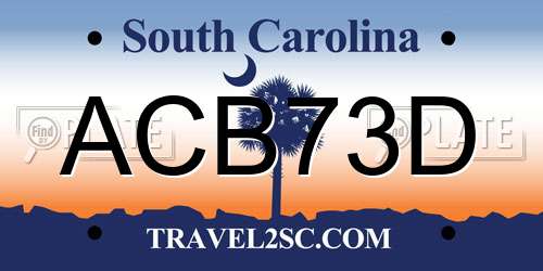 ACB73D South Carolina License Plate