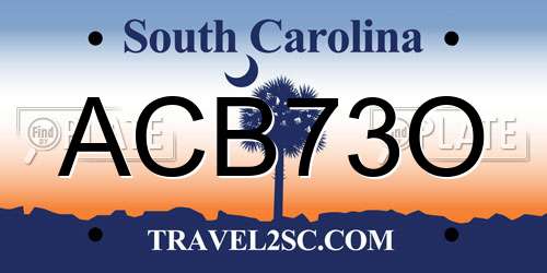 ACB73O South Carolina License Plate