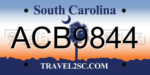 ACB9844 South Carolina License Plate