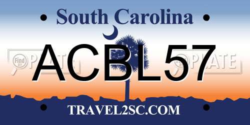 ACBL57 South Carolina License Plate