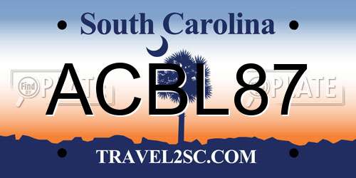ACBL87 South Carolina License Plate