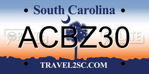 ACBZ30 South Carolina License Plate