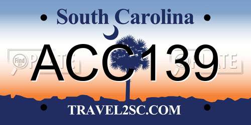 ACC139 South Carolina License Plate