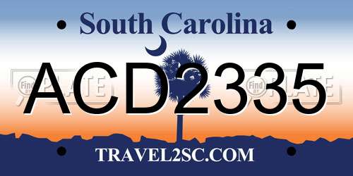 ACD2335 South Carolina License Plate