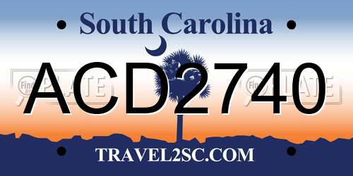ACD2740 South Carolina License Plate
