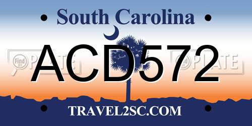 ACD572 South Carolina License Plate