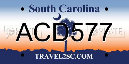 ACD577 South Carolina License Plate