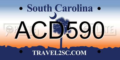 ACD590 South Carolina License Plate