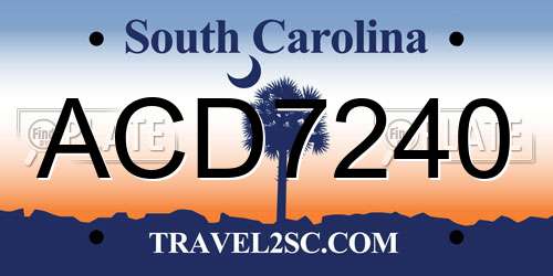 ACD7240 South Carolina License Plate