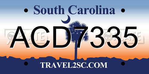 ACD7335 South Carolina License Plate