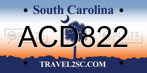 ACD822 South Carolina License Plate