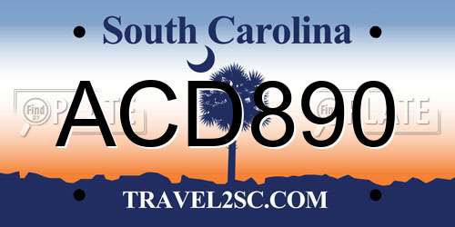 ACD890 South Carolina License Plate