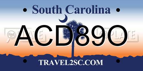 ACD89O South Carolina License Plate