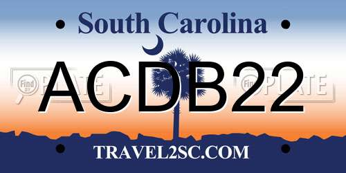 ACDB22 South Carolina License Plate
