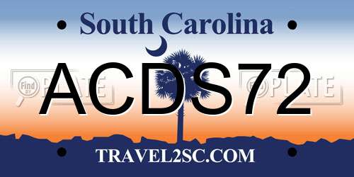 ACDS72 South Carolina License Plate