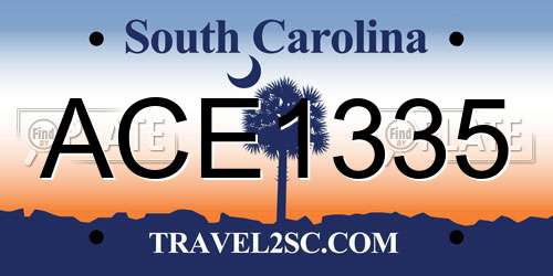 ACE1335 South Carolina License Plate