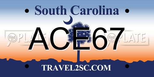 ACE67 South Carolina License Plate