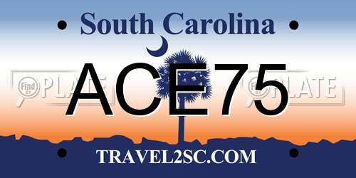ACE75 South Carolina License Plate
