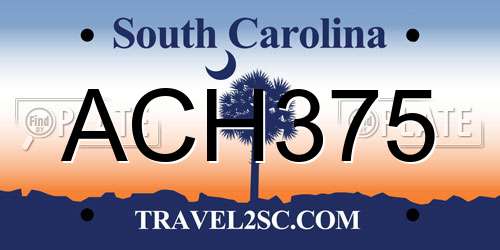 ACH375 South Carolina License Plate