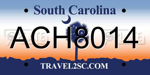 ACH8014 South Carolina License Plate