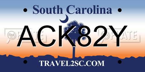 ACK82Y South Carolina License Plate