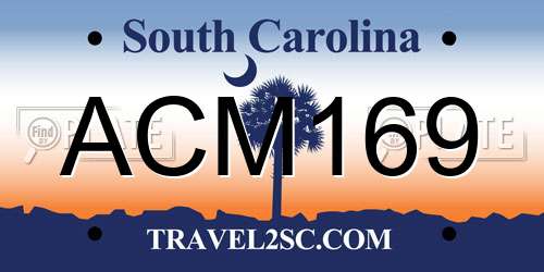 ACM169 South Carolina License Plate