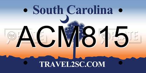 ACM815 South Carolina License Plate
