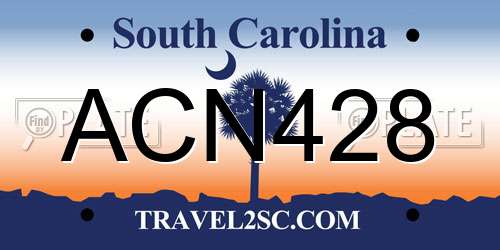 ACN428 South Carolina License Plate
