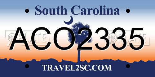 ACO2335 South Carolina License Plate