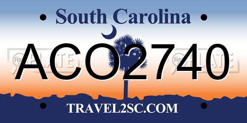 ACO2740 South Carolina License Plate