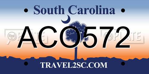 ACO572 South Carolina License Plate