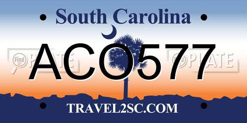 ACO577 South Carolina License Plate