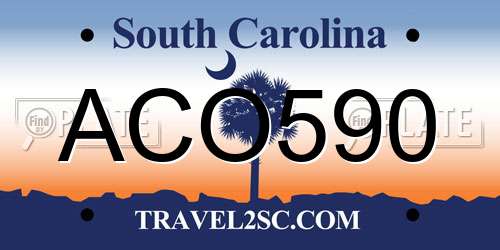 ACO590 South Carolina License Plate