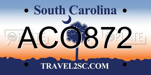 ACO872 South Carolina License Plate