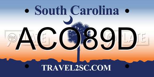 ACO89D South Carolina License Plate